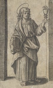 القديس يوحنا ، كتاب في كأس اليد اليمنى في اليسار ، من سلسلة 'Piccoli Santi' ... ، كاليفورنيا. 1500-1527. بواسطة ماركانتونيو رايموندي