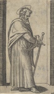 القديس بولس ، سيف في يده اليمنى ، من سلسلة 'Piccoli Santi' Small Saint ... ، كاليفورنيا. 1500-1527. بواسطة ماركانتونيو رايموندي