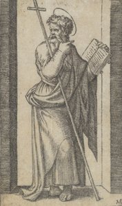 القديس فيليب ، كتاب في يده اليسرى ، عصا على ذراعه اليسرى ، من سلسلة ... ، كاليفورنيا. 1500-1527. بواسطة ماركانتونيو رايموندي