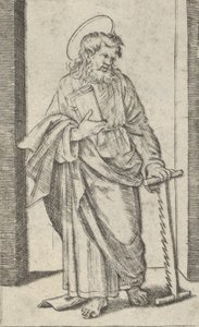 القديس سيمون ، منشار في يده اليسرى السفلية ، من سلسلة 'Piccoli Santi' Sma ... ، كاليفورنيا. 1500-1527. بواسطة ماركانتونيو رايموندي