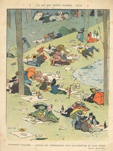 معرض لفنون الطهي - صالون المستقلين (كل يوم أحد وعطلة رسمية) من الغلاف الخلفي لـ "Le Rire" ، 28 مايو 1910