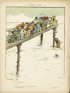 رسم توضيحي لمارسيل كابي (1865-1941) في Le Lire ، 24/08/12 - كيف نفعل ذلك؟ - الترفيه ، التخطيط العمراني المعماري ، البحر البحري البحري ، السباحة والسباحة ، الجماهير بواسطة مارسيل أمابل لاعب خط الوسط كابي