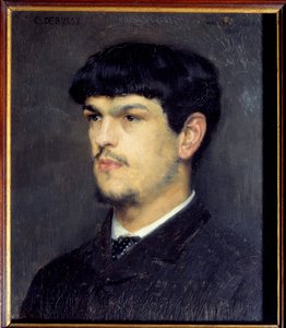 صورة للمؤلف الموسيقي الفرنسي كلود ديبوسي (1862-1918) الرسم بالحجر الأسود والباستيل لمارسيل أندريه باشيت (1862-1941) 1884 قاتمة 0،24 × 0،21 م باريس ، متحف أورسيه