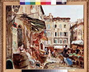 سوق لينش سكوير في مرسيليا لوحة لمارسيل ليبرين (1891-1933) قاتمة.