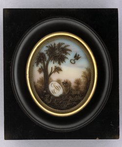 لوحة ، حوالي 1880 (ألوان مائية وأعمال شعر على الزجاج والمذهب والخشب والزجاج) بواسطة مارسيلين مارسيلين