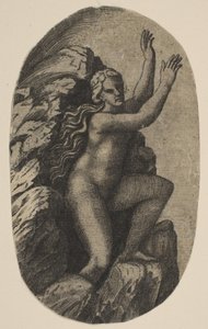 Eurydice عاريا واقفا على صخرة ، رفع ذراعيها إلى اليمين ، كاليفورنيا. 1515-27.