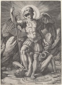 القديس مايكل بواسطة Marco Dente after Raphael