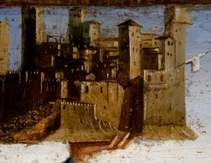 مادونا والقديسين ، تفاصيل بريدلا للقديس أدريان بواسطة ماركو بالميزانو (حوالي 1460-1539) ، كنيسة القديس فرنسيس ، ماتيليكا ، ماركي ، إيطاليا ، التفاصيل بواسطة ماركو بالمزانو
