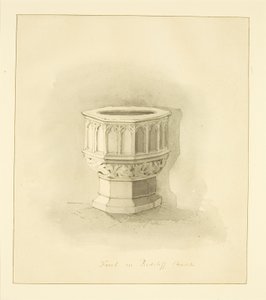 Font in Redcliffe Church (pencil & watercolor on paper)
