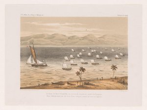 رحيل ملك نوسي فالي إلى جنازة والده Le départ du Roi de Nossi-Faly au tombeau de son père en société des Voyageurs (...) (العنوان على الكائن) رحلة فرانسوا ب. حبوب اللقاح إلى مدغشقر (عنوان السلسلة) ف. حبوب اللقاح R.s بواسطة فرانسوا بل بولين