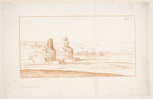 رسم إيضاحي للسمسم "رسومات لبعض الآثار والتماثيل الضخمة في طيبة في مصر مع وصف للشهرة في رسالة إلى الجمعية الملكية" ، لندن 1741