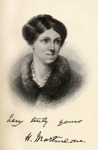 Harriet Martineau (1802-1876) رسم توضيحي من "الرحلات الصغيرة إلى منازل النساء المشهورات" ، نُشر عام 1827 بواسطة مارجريت جيليس