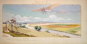الكونت تشارلز دي لامبرت في Bleriot Monoplane يطير في الدائرة الغربية ، نشرته Mabileau ، باريس بواسطة مارغريت (fl.1909-14) مونتو