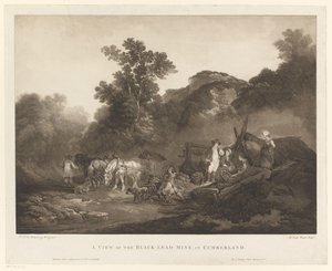 يستريح العمال في منجم الفحم في كمبرلاند منظر لمنجم الرصاص الأسود في كمبرلاند (العنوان على الجسم) بواسطة فيليب جاك دو لوبيرج