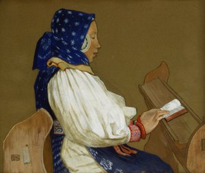 امرأة سلوفاكية في الصلاة ، Vazcecz ، المجر ، 1907