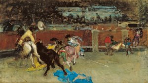 مصارعة الثيران. بيكادور الجريح - فورتوني ، ماريا (1838-1874) - 1867 - زيت على قماش - 80.5x140.7 - متحف كارمن تيسين ، ملقة بواسطة ماريانو فورتوني