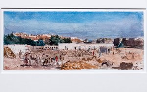 منظر طبيعي لشمال إفريقيا، بعد عام 1862 (لوحة مائية فوق رسم جرافيتي تحضيري على ورق نسج سميك)