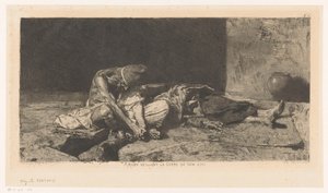 رجل عربي يراقب جثة صديقه Arabe veillant sur le corps de son ami (العنوان على الكائن) بواسطة ماريانو خوسيه ماريا برناردو فورتوني إي كاربو