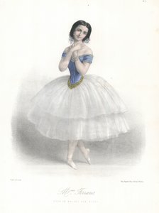 راقصة الباليه الإيطالية أماليا فيراريس في Ballet des Elfes في أوبرا باريس ، c1860 (لون ليثو)