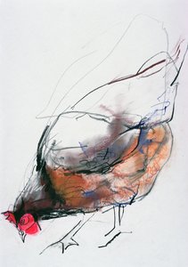 Feeding Hen ، Trasierra ، 1998 (الجرافيت والكونت والفحم على الورق)