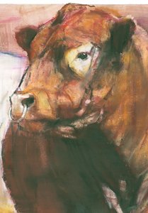 زيوس ، Red Belted Galloway Bull ، 2006 وسائط مختلطة على تفاصيل ورقية من 275255 بواسطة مارك ادلينجتون