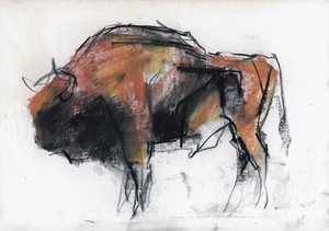 Zubre ، Bialowieza (فحم وكونت على الورق)