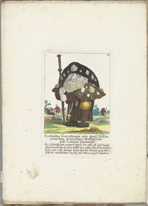 De dwerg Bartholdus Gursalkawiz مثل pelgrim uit Compostella ، حوالي 1710 Bartholdus Gursalkawiz ، المولود في Groß Pohlen ، شقيق غابة غير لائق قادم من Gallicia (العنوان على الكائن) Il Callotto resurcitato أو خزانة Zwerchen المفروشة حديثًا (سلسلة