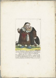 De joodse dwerg Natan Hirschl ، حوالي 1710 ناتان هيرشل ، رئيس يهود براغ ، و Püpen-Maister المعتمد من قبل قانون Höbraische ، في ملابس مدرسته (العنوان على الكائن) Il Callotto resurcitato أو Zwerchen Cabinet المفروشة حديثًا (حد ذاتها