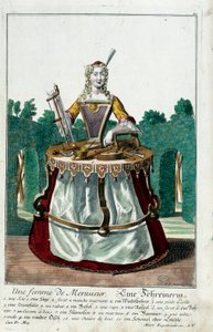 متير: زوجة نجار. نقش لمارتن إنجلبريخت (1684-1756) ، في "" التجمع الجديد للمانوفريز habilles "" القرن الثامن عشر ، ألمانيا. باريس ، الفنون الزخرفية بواسطة مارتن إنجلبرخت