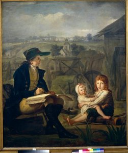 Werther dessine des enfants ، رسم إيضاحي روماني "The Sorrows of Young Werther" (Les Souffrances du jeune Werther) de Johann Wolfgang von Goethe (1749-1832) - Werther رسم للأطفال - رسم زيتي على قماش من Martin Ferdinand Quadal (1736-1808) )