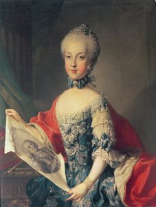 الأرشيدوقة ماريا كارولينا (1752-1814) ، الطفل الثالث عشر لماريا تيريزا من النمسا (1717-80) ، زوجة فرديناند الأول (1751-1825) ملك الصقليتين ، تحمل صورة والدها الإمبراطور الفرنك
