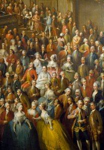 العيد الذي أقيم على شرف ماري تيريز من النمسا (1717-1780) ، الإمبراطور المستقبلي جوزيف الثاني (1741-1790) وزوجته إيزابيلا من بارما (بوربون بارما ، بوربون بارما) في 10/10/1760. مركز الشاب فولفجانج أماديوس موتسارت (1756-1791