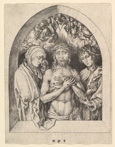 المسيح كرجل الأحزان مع العذراء والقديس يوحنا ، كاليفورنيا. 1435-1491. بواسطة مارتن شونجاور