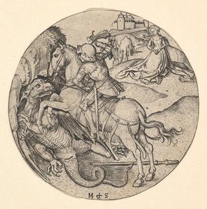 القديس جورج قتل التنين ، كاليفورنيا. 1435-1491. بواسطة مارتن شونجاور