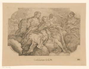 تجسيد الإناث للسلام والعدالة والوفرة لوحات السقف في Sacrestia di Solimena (عنوان السلسلة) بواسطة فرانشيسكو سوليمينا