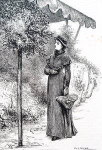 امرأة تشتري هولي لاستخدامها في زينة عيد الميلاد. بقلم ماري إلين إدواردز (1838-1934) فنانة إنجليزية بواسطة ماري إلين إدواردز
