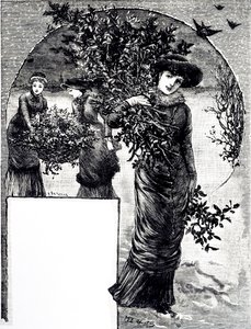 نقش يصور مجموعة هولي ودائمة الخضرة لتزيين عيد الميلاد. رسمها ماري إلين إدواردز (1838-1934) فنانة إنجليزية ورسامة لكتب الأطفال بواسطة ماري إلين إدواردز