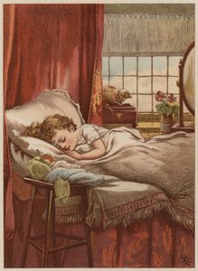 طفل نائم في الفراش (chromolitho) بواسطة ماري إلين إدواردز