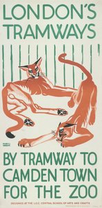 "بواسطة Tramway to Camden Town for the Zoo" ، ملصق مجلس مقاطعة لندن LCC Tramways ، 1924 بواسطة ماري رايت