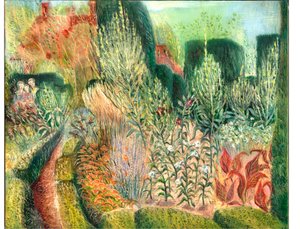Great Dixter: Topiary and Paths ، 2003 (زيت على ظهر السفينة) بواسطة ماري كوبر