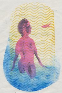 السباح ، 2018 (monoprint) بواسطة ماري كوبر