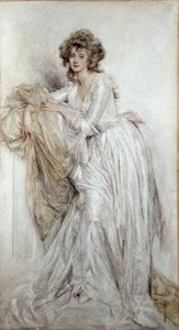 سيدة إدواردية (ألوان مائية على ورق) بواسطة Mary L. Gow
