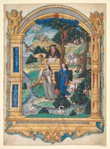 صورة مصغرة للواجهة من مخطوطة قصيدة بقلم غيوم كريتين: مناظرة بين امرأتين بواسطة Master of Francis I