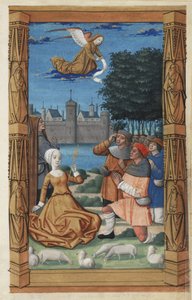 البشارة إلى الرعاة ، من كتاب الساعات ، ص 1485
