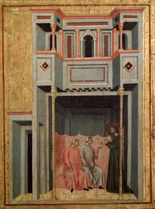 Cycle of the life of St Cecilia. Detail: Cecilia and Valerianus converting Tiburtius - altarpiece, c.1290-1320