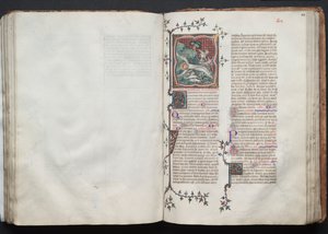 كتاب القداس جوتا: Fol. 103 و ، القديس أندرو مقيد إلى الصليب ، ج. 1375.