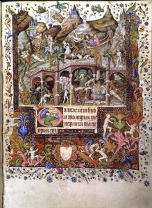 يضيف. 29433، f.89 Scene in Hell، illustration from a "Book of Hours"، c.1407 (Ink & Colour on vellum)