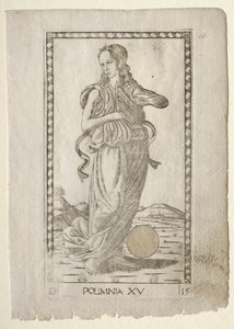 تراتيل Polyhymnia البطولية من سلسلة Tarocchi D ... ، قبل عام 1467. بواسطة ماجستير في سلسلة E Tarocchi