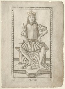 الملك من Tarocchi ، السلسلة E: أحوال الإنسان ، رقم 8 ، قبل عام 1467. بواسطة ماجستير في سلسلة E Tarocchi