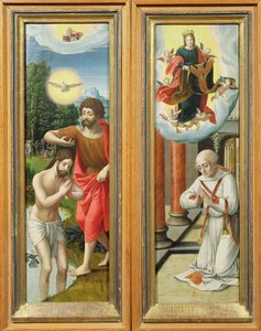 معمودية المسيح والقديس إلديفونسو: زوج من أجنحة Altarpiece بواسطة سيد الأنصاف نصف طول